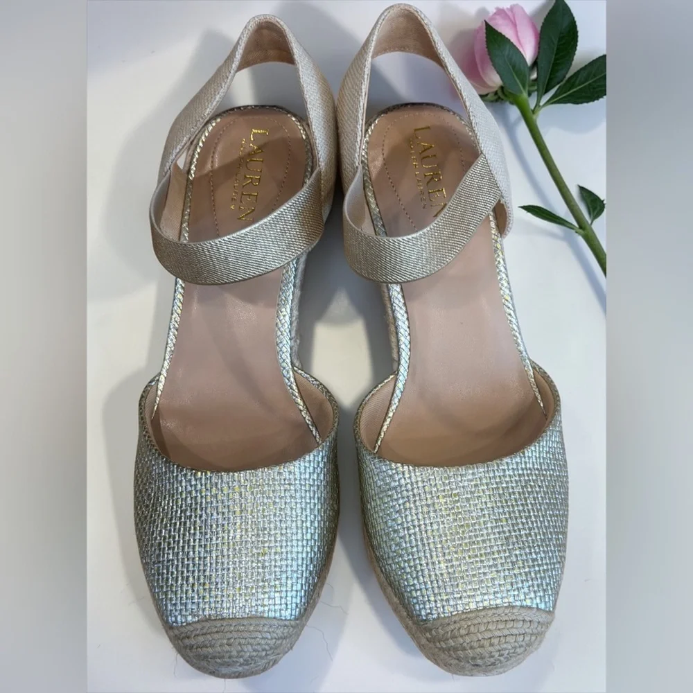 Lauren Ralph Lauren size 9.5 Pearl Espadrille Wedge Pumps BRAND NEW IN BOX! - Picture 6 of 12